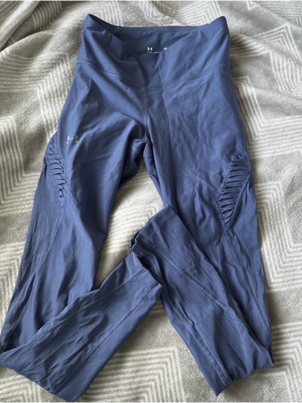 Under Armour Girls' Navy Leggings with Side Ruched Panels